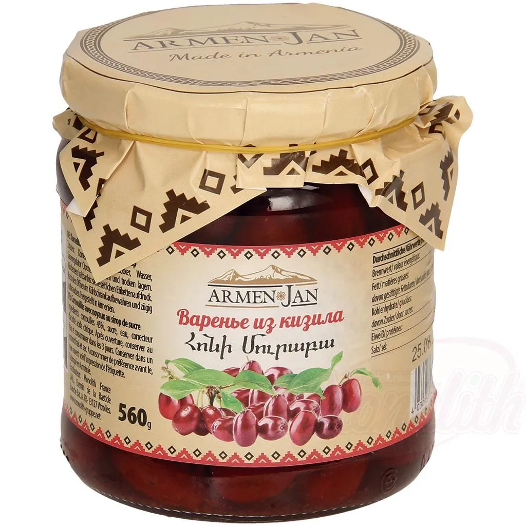 Cornouilles avec noyaux au sirop de sucre