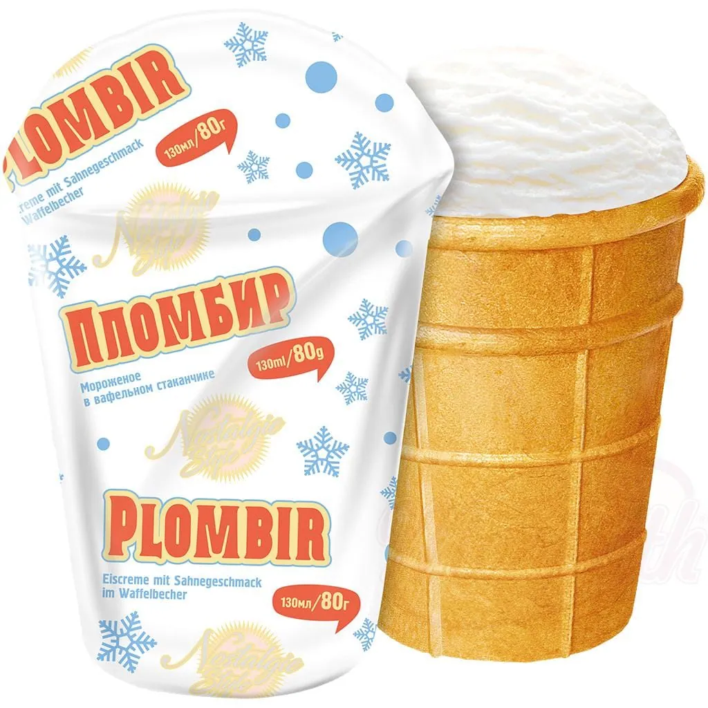 EisProm Plombir – glace à la crème en gobelet gaufré