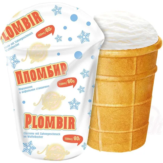 EisProm Plombir – glace à la crème en gobelet gaufré