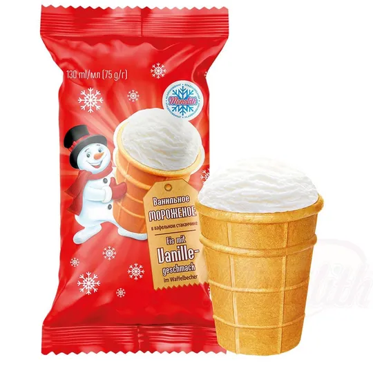 Glace à la vanille en gobelet gaufré