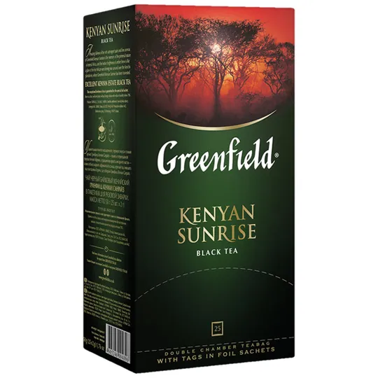 GREENFIELD Kenyan Sunrise – thé noir en sachets double chambre, 25 x 2 g