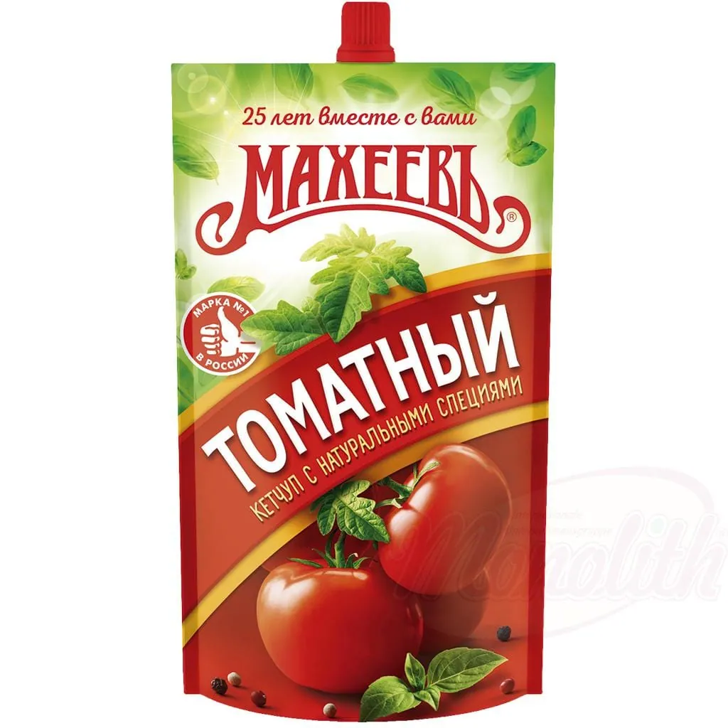 Macheev Ketchup “Tomatnij” — goût tomate classique, texture lisse