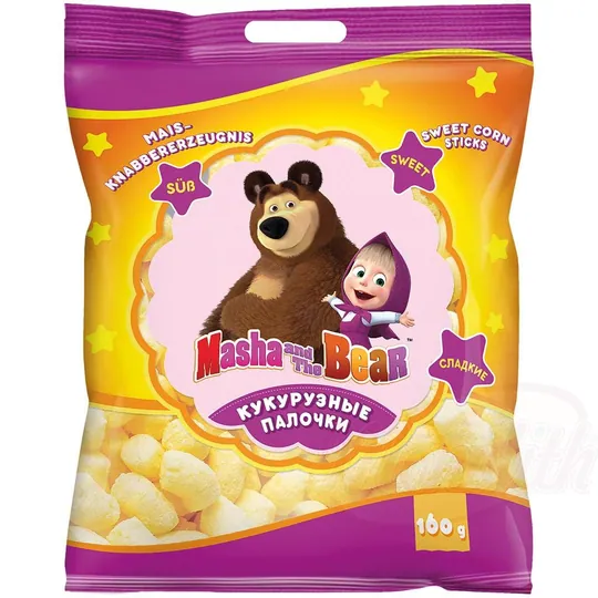 MASHA AND THE BEAR Bâtonnets de maïs soufflés sucrés - snack croustillant et léger