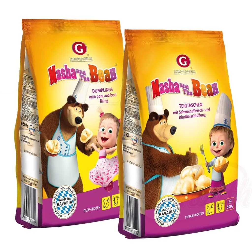 Masha and The Bear – Pelmeschki Maljutki farcis au porc et au bœuf, surgelés