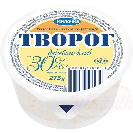 Milochka Tworog Derewenskij 30 % – fromage frais de campagne