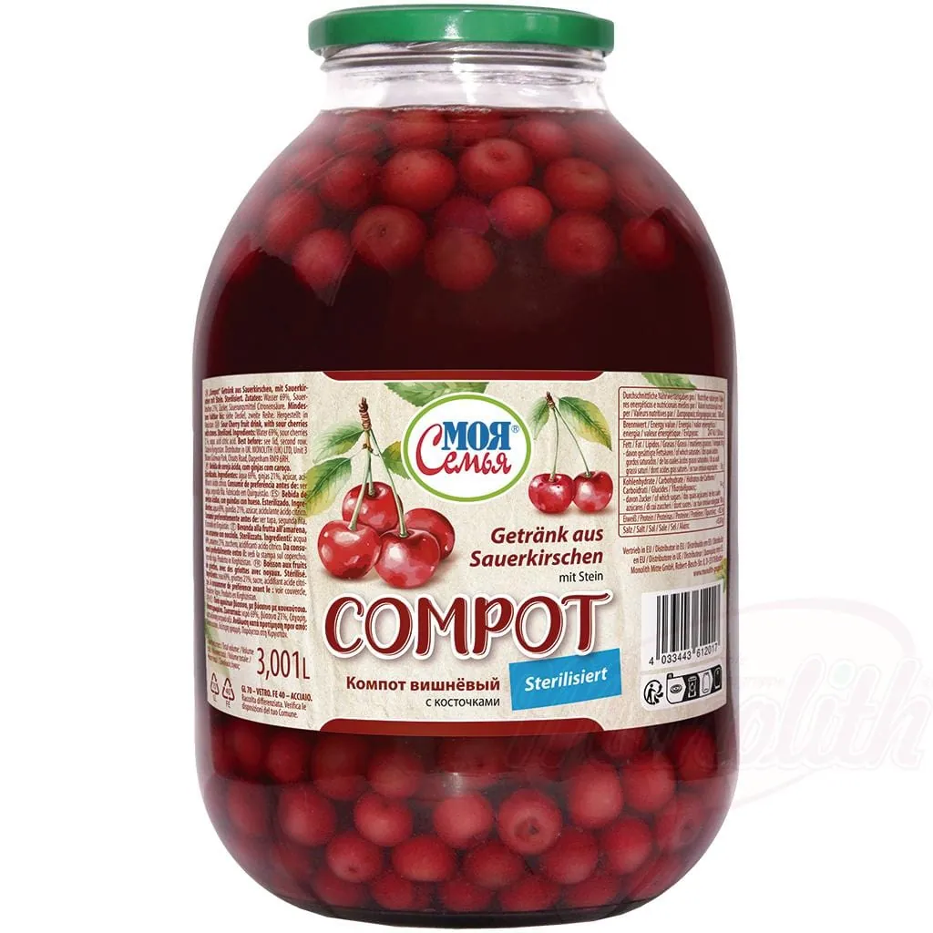 MOJA SEMJA Compot de griottes – boisson aux griottes entières, stérilisée