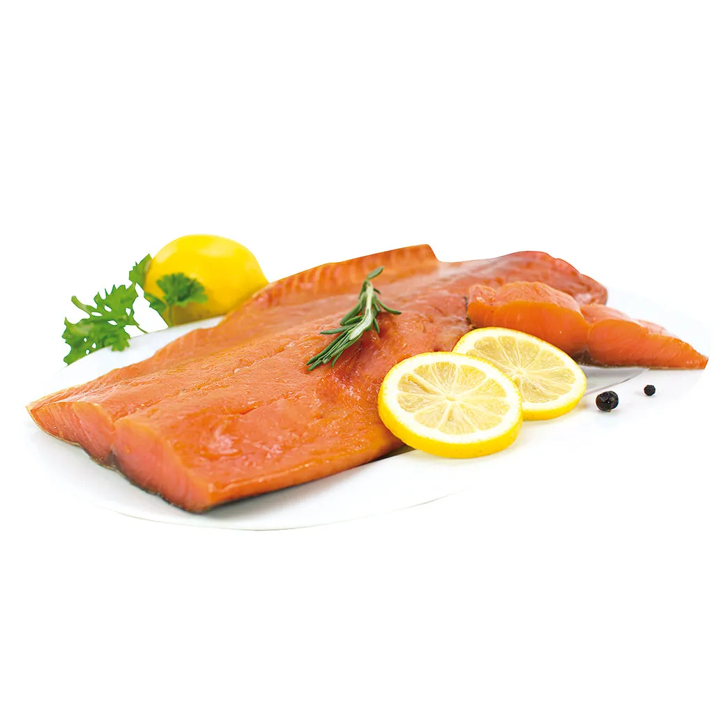 Nascha Riba Saumon fumé à froid sous vide – filet tranché, fumage net (vente au poids)
