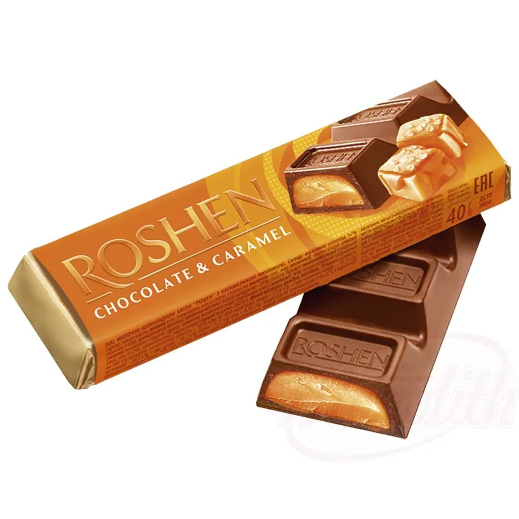 ROSHEN Batonchik – chocolat au lait, crème caramel 43 %