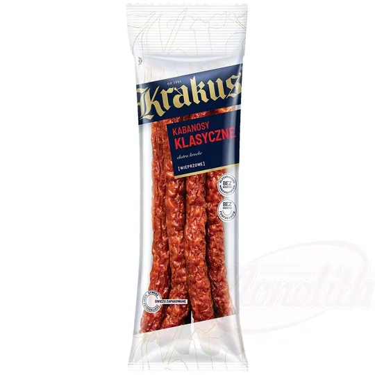 Saucisse de porc "Kabanossi Classic", haché moyennement gros, fumé, échaudé, séché