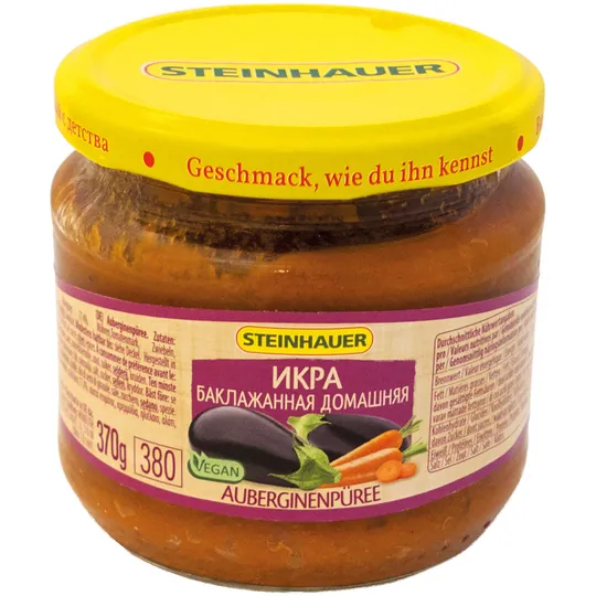 Steinhauer Purée d’aubergines – recette maison à tartiner, style Balkanique, 380 ml