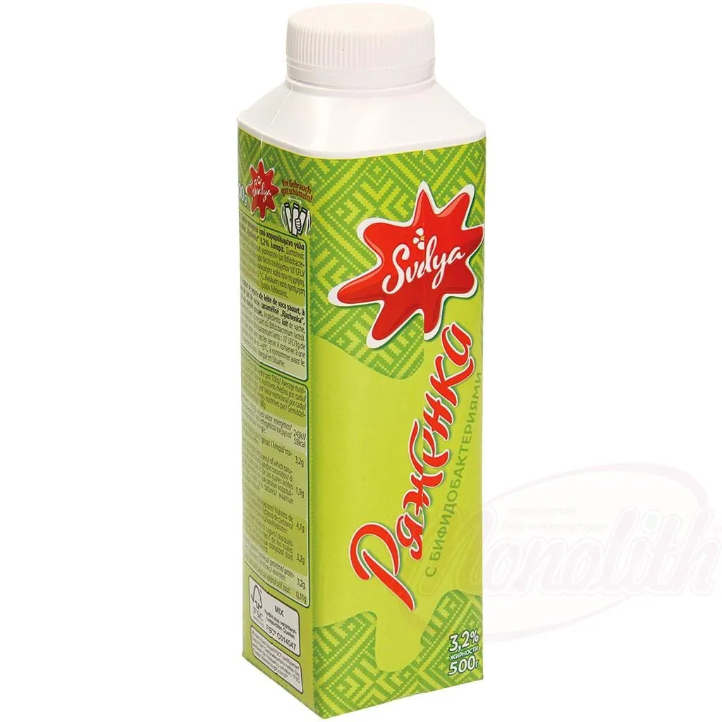 Svalya Ryazhenka – lait cuit fermenté 3,2 % MG, douceur caramélisée
