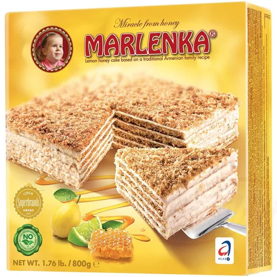 Tarte "Marlenka" miel-citron fourrée de 52% de crème, surgelée