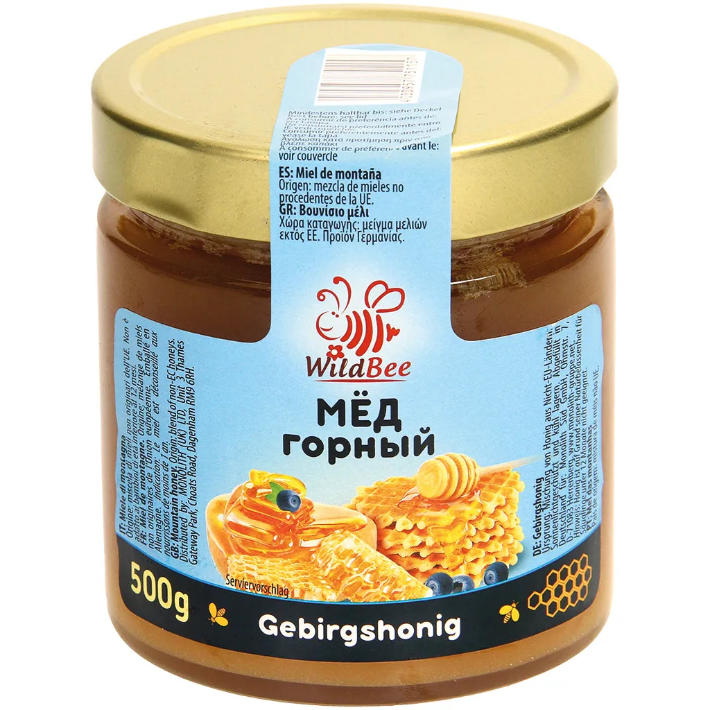 WildBee Gornyj – miel de montagne doux en pot 500 g