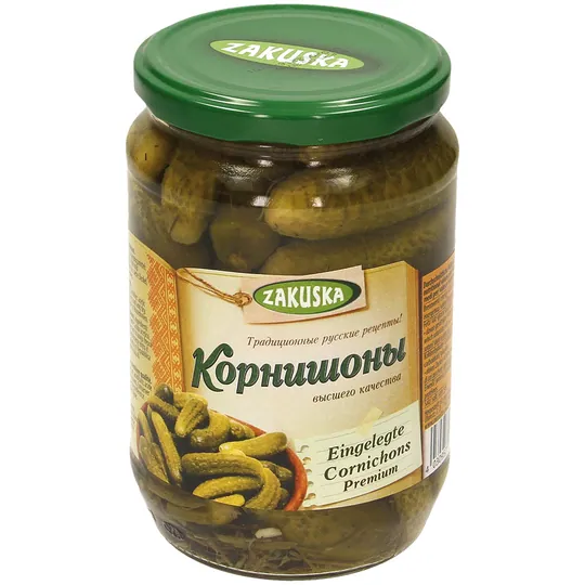 Zakuska Cornichons marinés Premium – mini-concombres croquants 680 g